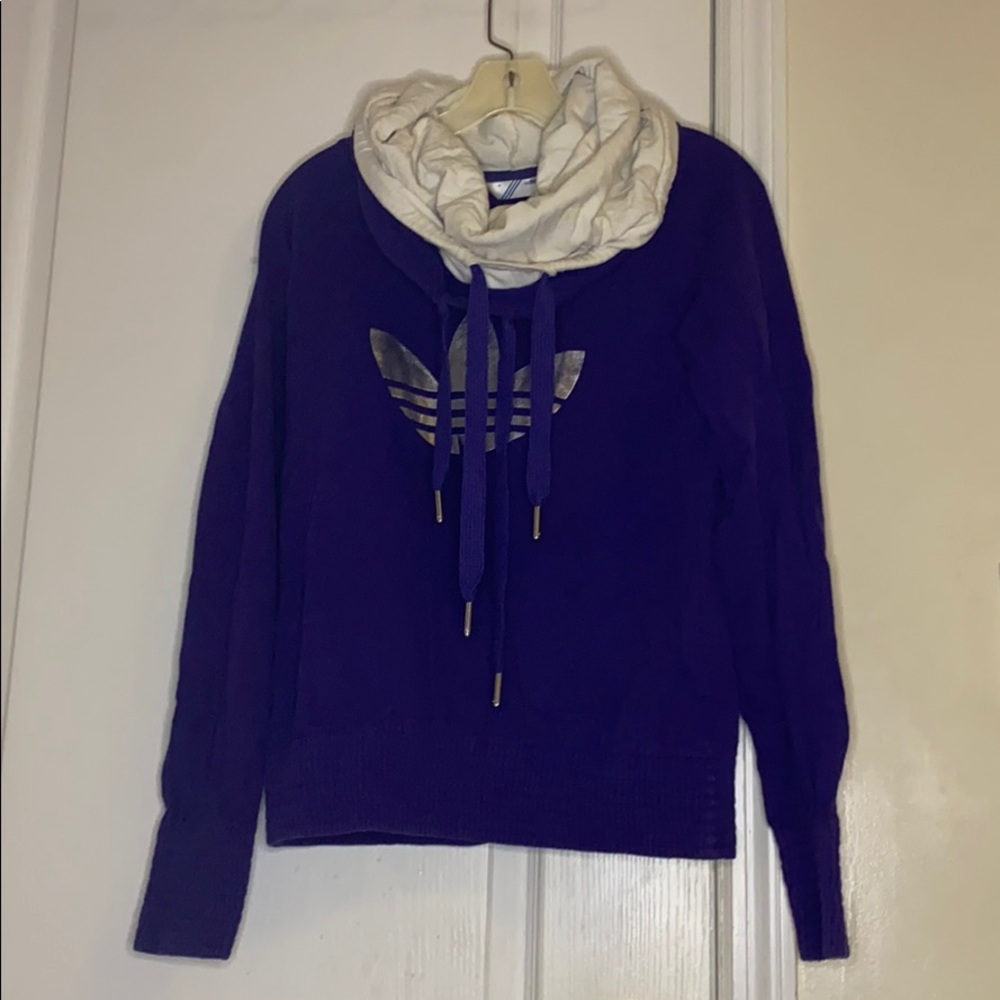 Adidas purple funnel neck pullover